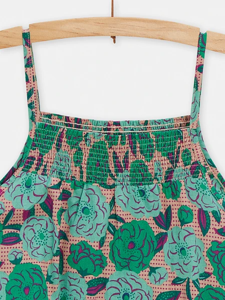 Παιδικό Φόρεμα Green Flowers για Κορίτσια