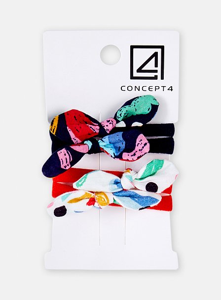 Παιδικά Λαστιχάκια για Κορίτσια Black/Red Bow 4τμχ