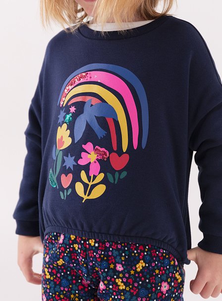 Παιδικό Φούτερ για Κορίτσια Navy Rainbow