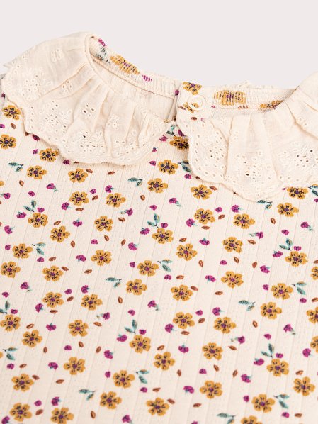 Βρεφική Μπλούζα για Κορίτσια Beige Flowers