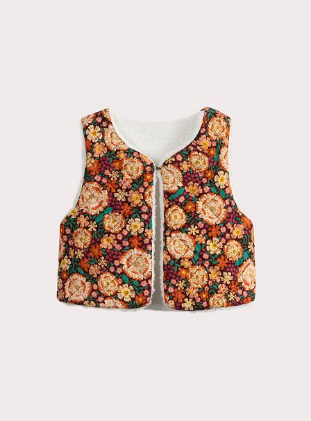 Βρεφικό Γιλέκο για Κορίτσια Floral Fur - 2 σε 1