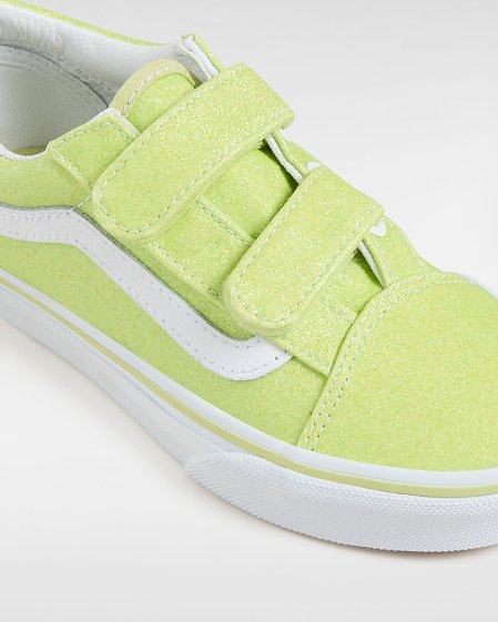 Παιδικά Παπούτσια Vans Hook and Loop για Κορίτσια Glitter Lime (Μεγέθη 28-33)