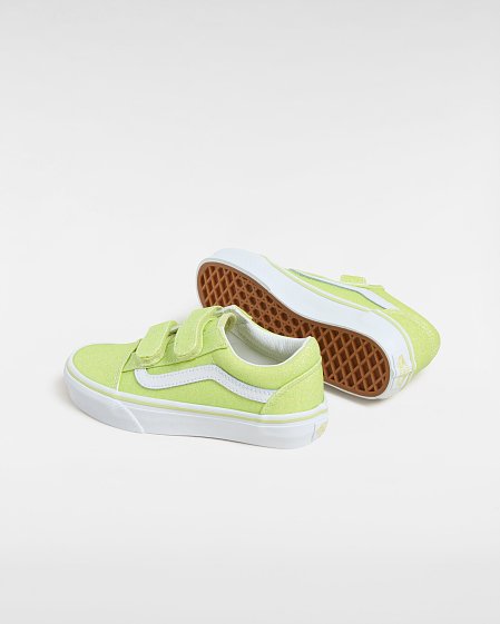 Παιδικά Παπούτσια Vans Hook and Loop για Κορίτσια Glitter Lime (Μεγέθη 28-33)