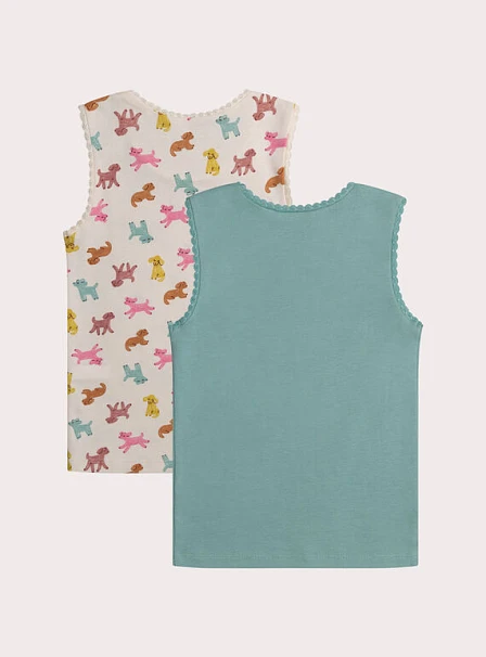 Σετ Παιδικά Φανελάκια για Κορίτσια Multi Poodles 2 τμχ