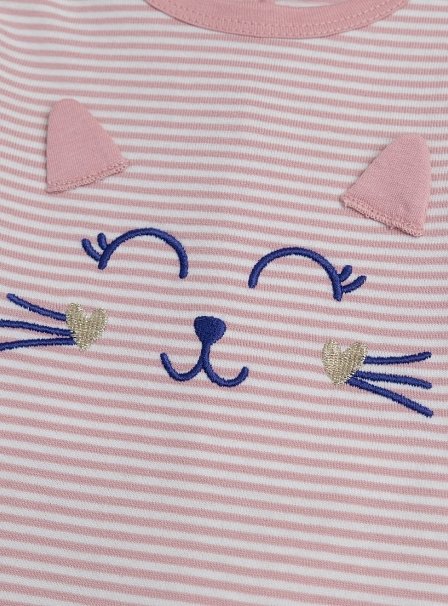 Βρεφική Ολόσωμη Πιτζάμα για Κορίτσια Stripped Cat