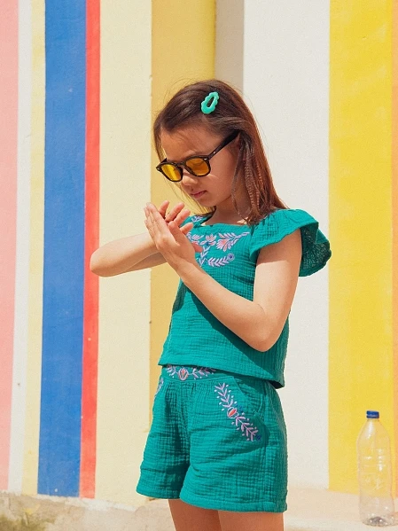 Παιδικό Σορτς για Κορίτσια Emerald Flowers