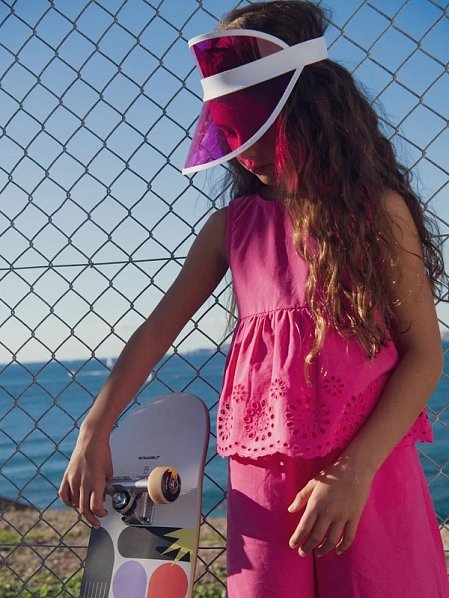 Ροζ μπλούζα με κέντημα Anglaise για κορίτσια