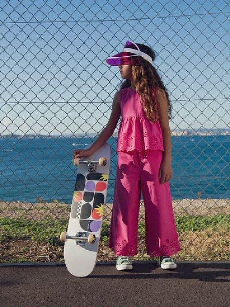 Ροζ μπλούζα με κέντημα Anglaise για κορίτσια