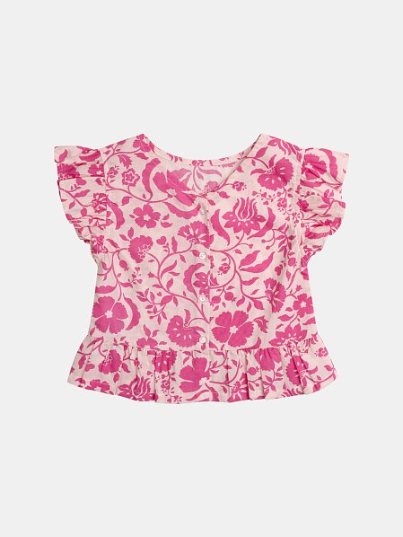 Ροζ μπλούζα με φλοράλ στάμπα για κορίτσια