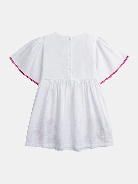 Λευκό φόρεμα με κέντημα λουλουδιών για κορίτσια