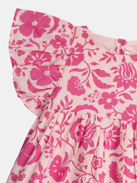 Ροζ Φόρεμα με Λουλούδια για Κορίτσια