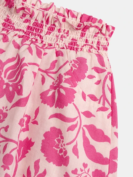 Rοζ σορτσάκι με φλοράλ print για κορίτσια