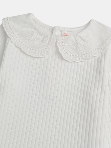 Βρεφική Μπλούζα για Κορίτσια Ribbed White