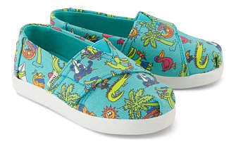 Βρεφικές Εσπαντρίγιες Toms για Αγόρια Aqua Blue Glow in the Dark Alligator (Μεγέθη 19,5-28,5)