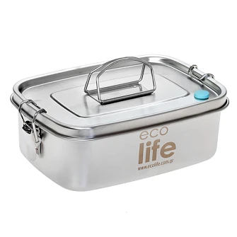 Παιδικό Ανοξείδωτο Δοχείο Φαγητού Ecolife Inox Ασημί 1lt Μονού Τοιχώματος