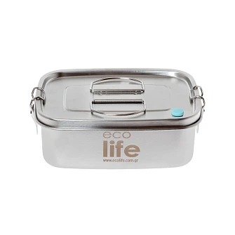 Παιδικό Ανοξείδωτο Δοχείο Φαγητού Ecolife Inox Ασημί 1lt Μονού Τοιχώματος