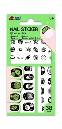 AVENIR Αυτοκόλλητα Νυχιών Space Glow in the Dark 38 τμχ