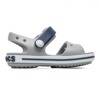 Crocs Crocband Παιδικά Σανδάλια Grey/Navy (Μεγέθη 19-35)