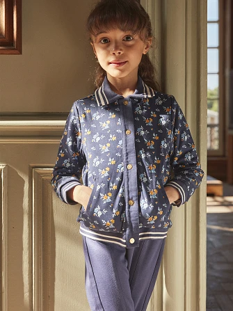 Παιδική Ζακέτα για Κορίτσια Navy Flowers