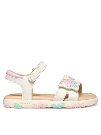 Παιδικά Σανδάλια Geox Haiti για Κορίτσια White Flowers (Μεγέθη 25-35)