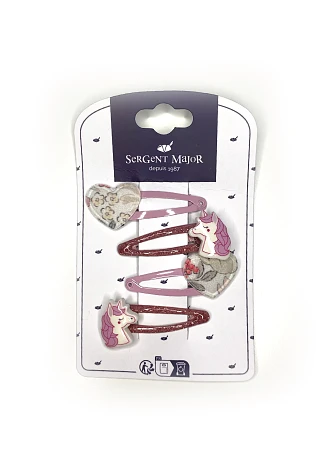 Σετ Παιδικά Κοκαλάκια για Κορίτσια Floral Unicorns 4 τμχ