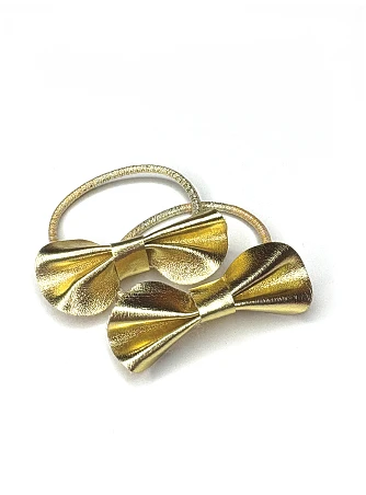 Σετ Παιδικά Λαστιχάκια Μαλλιών για Κορίτσια Gold Bows 2 τμχ