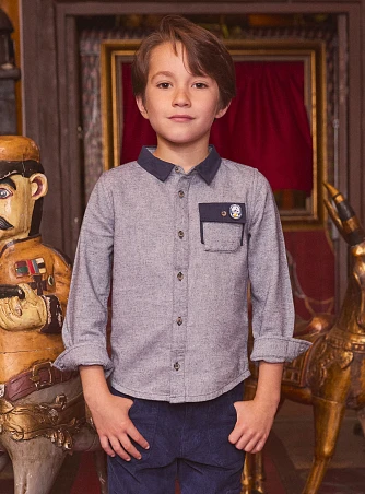 Παιδικό Πουκάμισο για Αγόρια Heathered Βlue