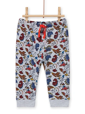 Βρεφικό Παντελόνι Φόρμας για Αγόρια Grey Dino Pattern