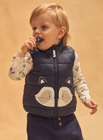 Βρεφικό Αμάνικο Μπουφάν για Αγόρια Navy Racoon - 2 σε 1