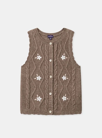 Παιδικό Γιλέκο για Κορίτσια Brown Flowers