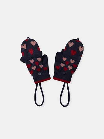 Παιδικά Γάντια για Κορίτσια Navy Love - 2 σε 1