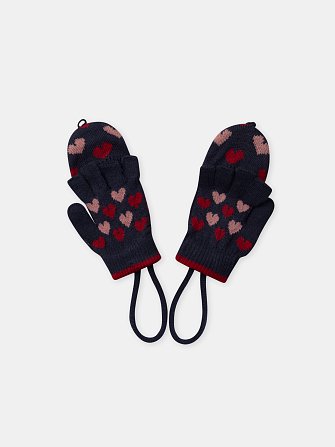 Παιδικά Γάντια για Κορίτσια Navy Love - 2 σε 1