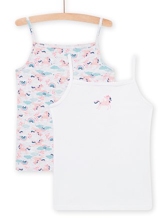 Σετ Παιδικά Φανελάκια για Κορίτσια Λευκό-Γκρι Unicorn Rainbow 2 τμχ