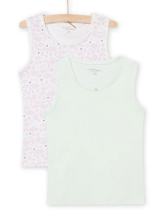 Σετ Παιδικά Φανελάκια για Κορίτσια Ροζ-Λαχανί Sky 2 τμχ