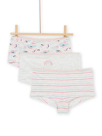 Σετ Παιδικά Εσώρουχα για Κορίτσια Γκρι Rainbow 3 τμχ