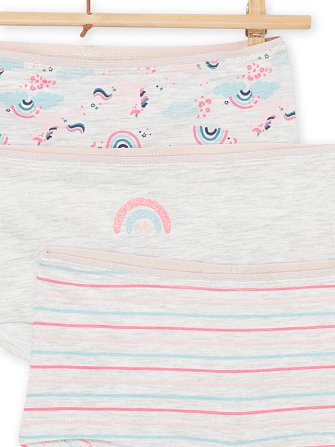 Σετ Παιδικά Εσώρουχα για Κορίτσια Γκρι Rainbow 3 τμχ