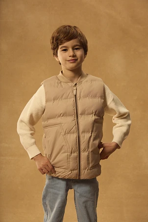 Παιδικό Αμάνικο Μπουφάν για Αγόρια Beige Play