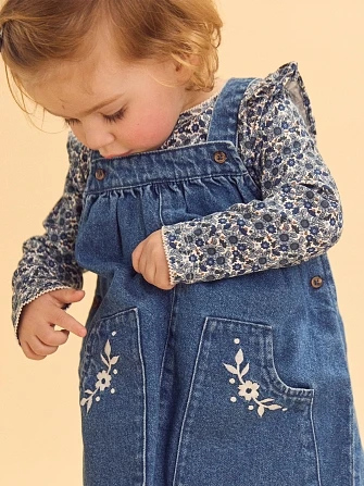 Βρεφικό Σετ για Κορίτσια Floral Denim