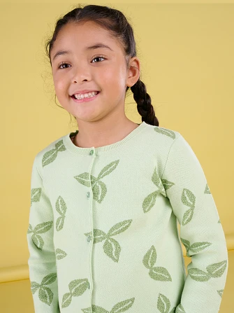 Παιδική Ζακέτα για Κορίτσια Light Green Plant
