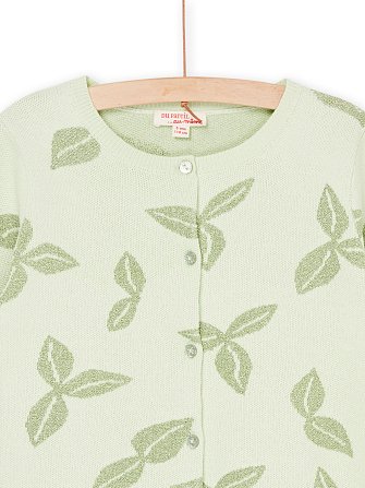 Παιδική Ζακέτα για Κορίτσια Light Green Plant