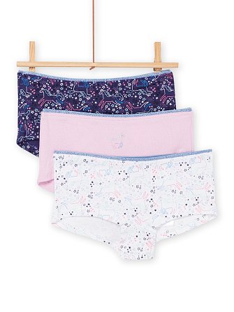 Σετ Παιδικά Εσώρουχα για Κορίτσια Μπλε Unicorn Stars 3 τμχ