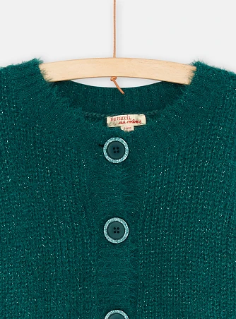 Παιδική Πλεκτή Ζακέτα για Κορίτσια Πετρολ Glitter