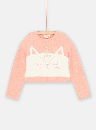 Παιδικό Μακρυμάνικο Πουλόβερ για Κορίτσια Pink Unicorn