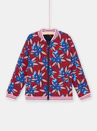 Παιδικό Jacket για Κορίτσια Διπλής Όψης Navy Blue Flowers