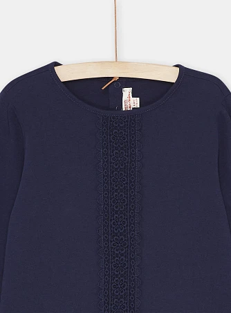 Παιδική Μακρυμάνικη Μπλούζα για Κορίτσια Navy Blue Lace