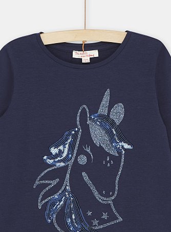 Παδική Μακρυμάνικη Μπλούζα για Κορίτσια Navy Blue Unicorn