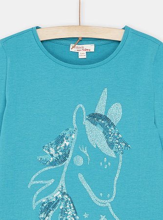 Παιδική Μακρυμάνικη Μπλουζα για Κορίτσια Turquoise Unixcorn