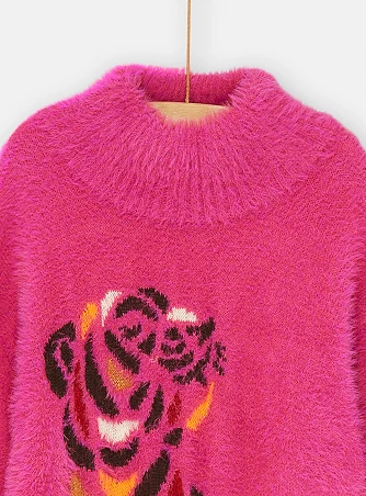 Παιδικό Πλεκτό Πουλόβερ για Κορίτσια Φούξια Τίγρης
