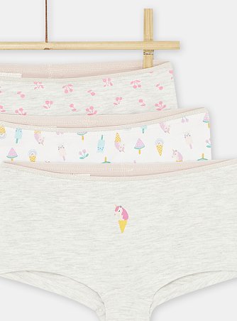 Σετ Παιδικά Εσώρουχα για Κορίτσια Γκρι Unicorn 3 τμχ