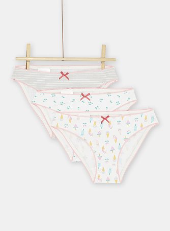 Σετ Παιδικά Εσώρουχα για Κορίτσια Λευκά Ice cream 3 τμχ